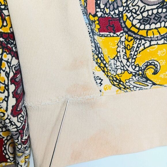 CHAMPION Reverse Weave Paisley Hoodie Sweater Men's Size Small Beige Yellow - Picture 6 of 12